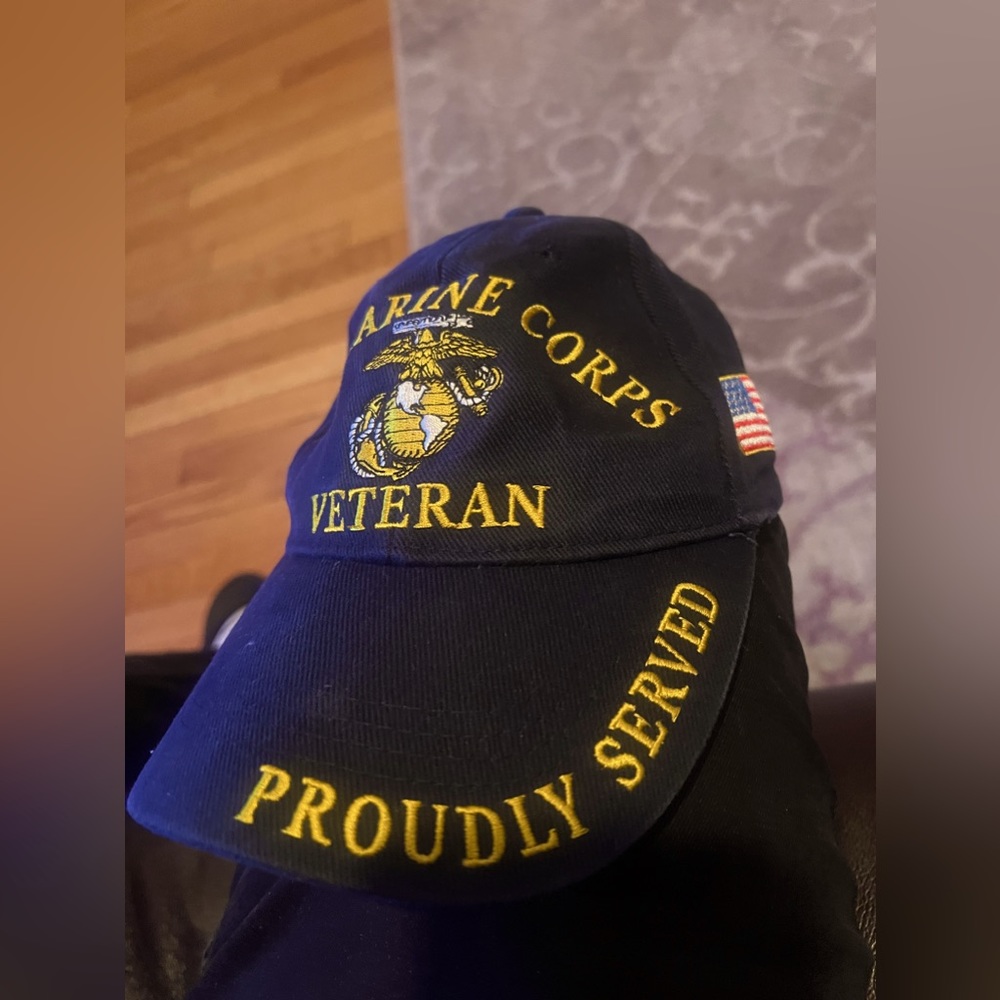 United States Marine Corps Veteran Proudly Served Blue Hat Cap USMC